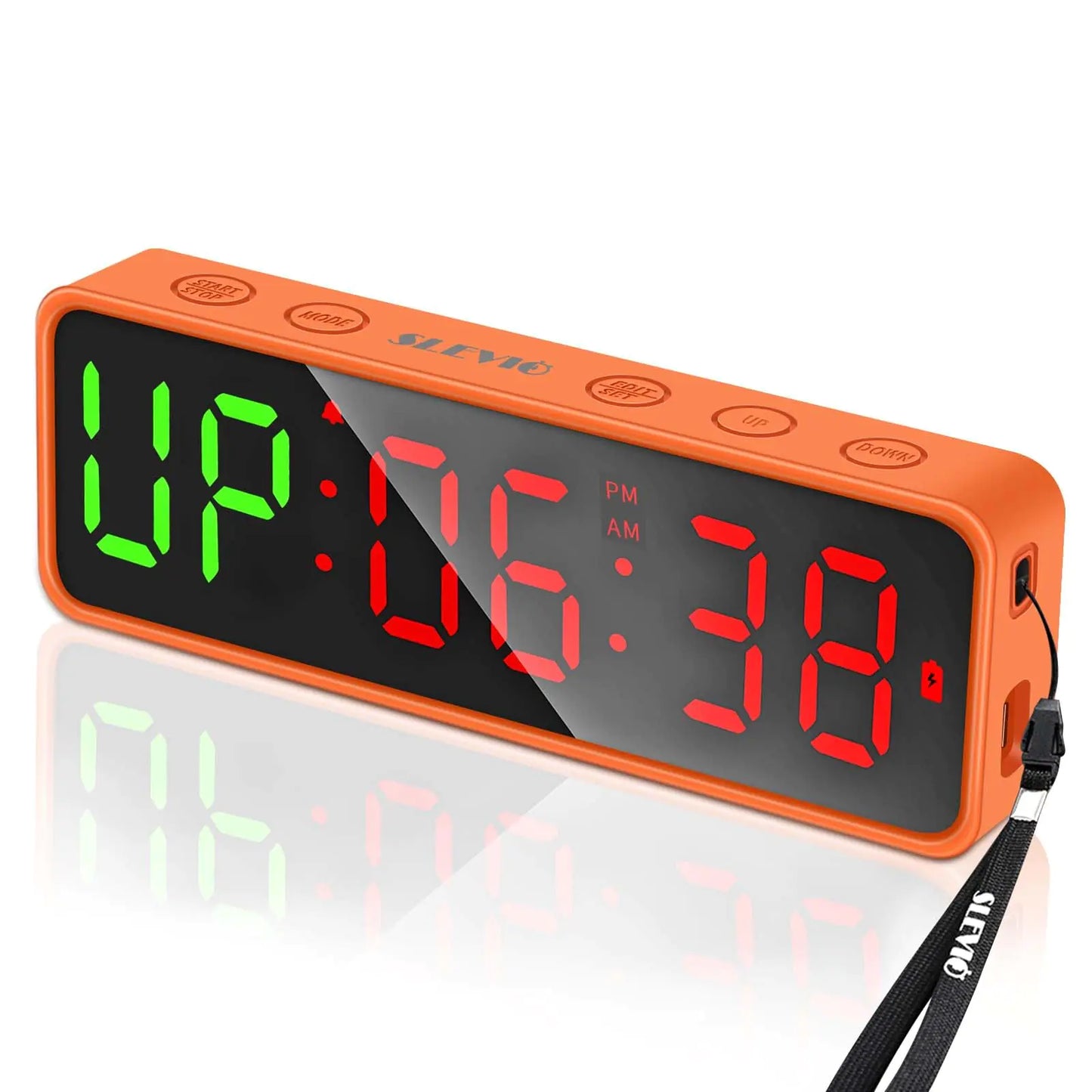 Gym Timer Clock Workout Interval Timer with Built-in Powerful Magnet Large LED Digital Display Stopwatch Home Accessories Countdown Clock for Home Gym Garage Schools (Orange)