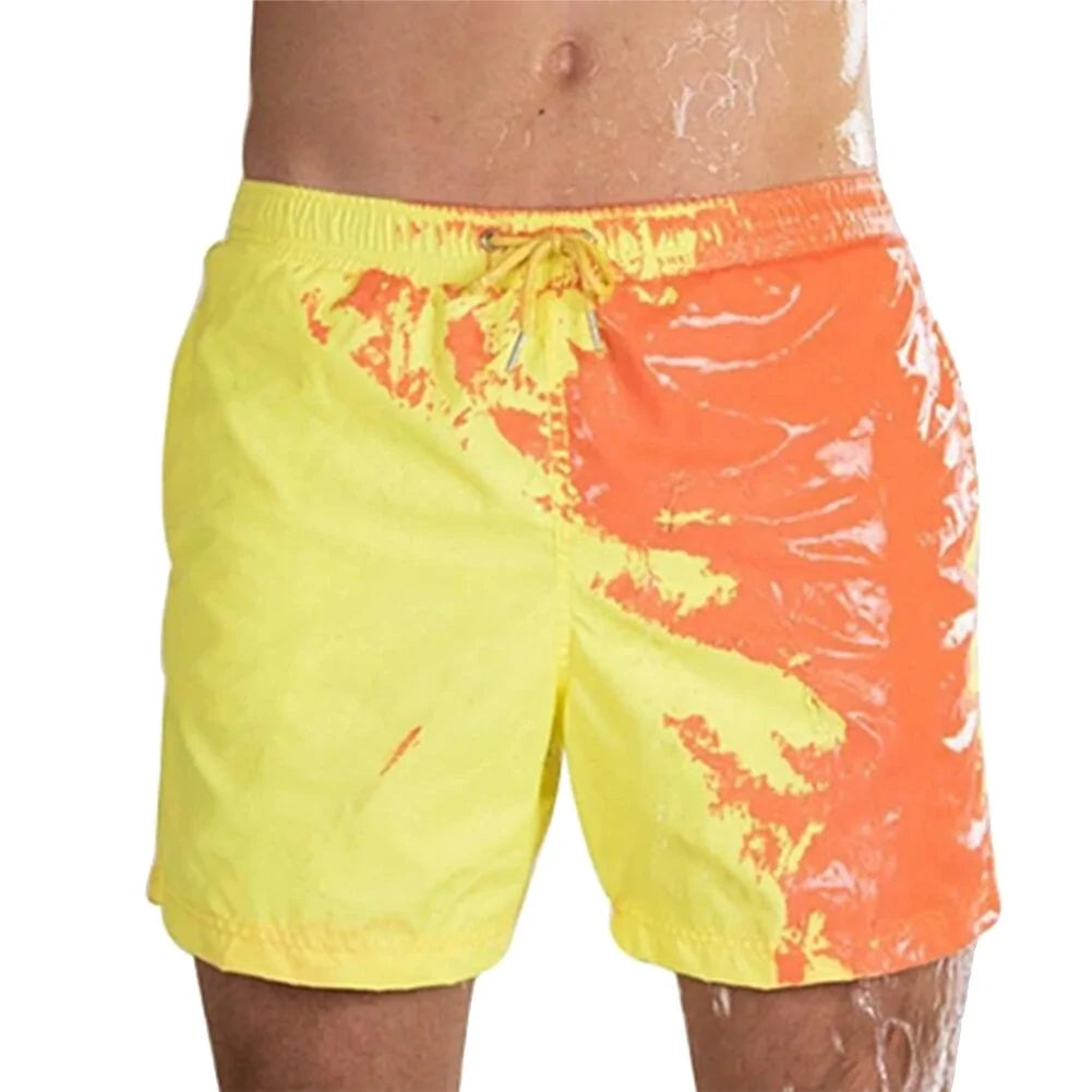 Men's Color-Changing Beach Shorts - Quick Dry Swim Trunks