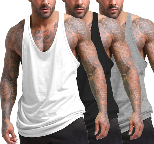 COOFANDY Men's 3-Pack Y-Back Muscle Fit Tank Tops
