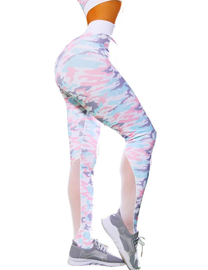 SAGACE Women's Camo Yoga Suit: 2-Piece High Waist Hip Pants & Vest Set