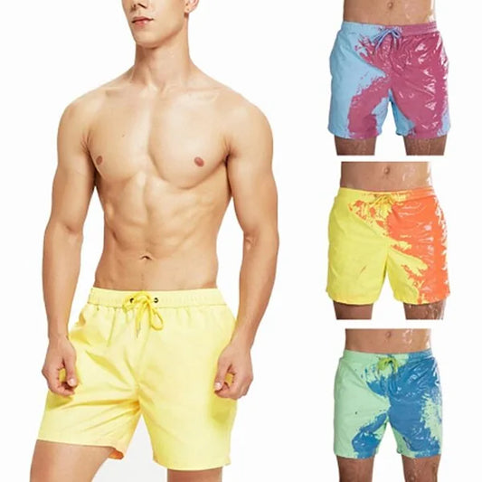 Men's Color-Changing Beach Shorts - Quick Dry Swim Trunks